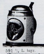 Bavarian stein, man with flag