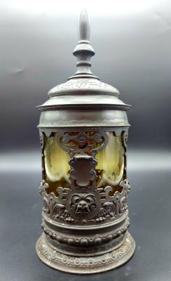 Glass stein with Pewter overlay