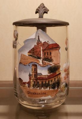 Old Glass Souvenir Stein from Strakonice