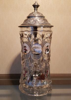 Glass Stein w/ Hand-Enameled Story Decoration