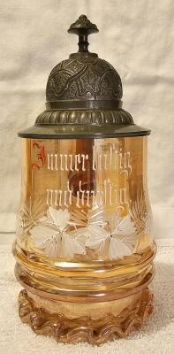 Theresienthal Rootbeer Colored Painted Glass Stein