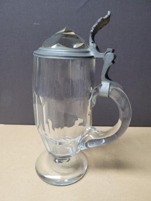 Cut glass stein with jeweled lid