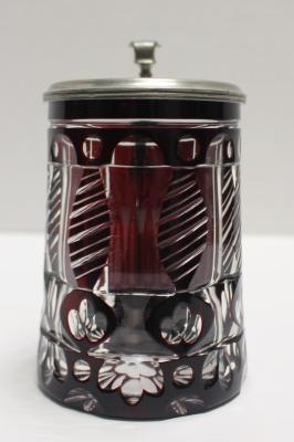 Red Overlay Glass Stein