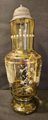 2 Liter Brown Glass Floral Design Pitcher