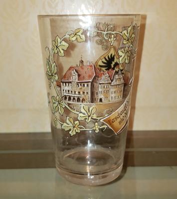Hand-Enameled  Glass Tumbler of Heilbronn Town Hall