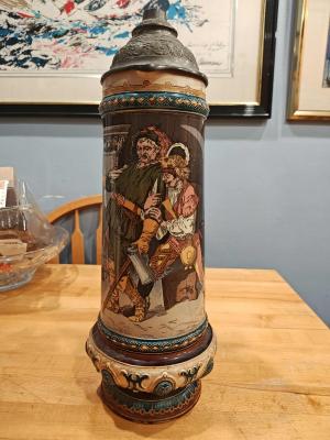Mettlach 2176 - Old German Drinker in Front of a Barrel