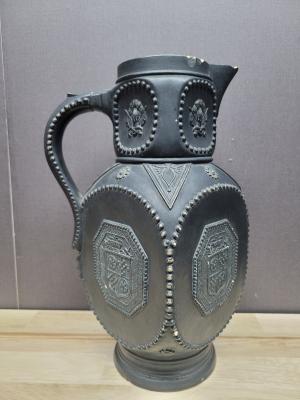 Black majolica pitcher, circa 1860~1890