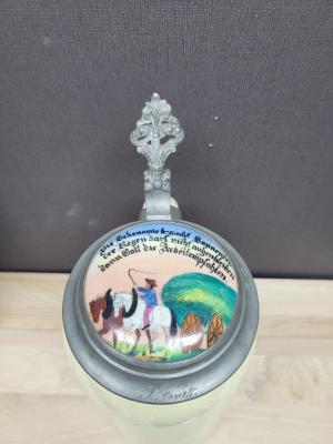 1 liter blank stein with porcelain inlaid lid