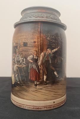 JP Thewalt print over glaze salt glazed stoneware