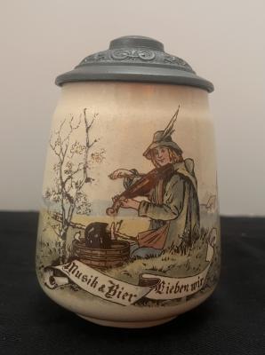 Mettlach Traveling Violinist With Saying