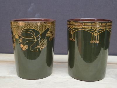 Two Jugendstil "Sarreguemines" cups