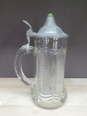Glass stein with jeweled lid
