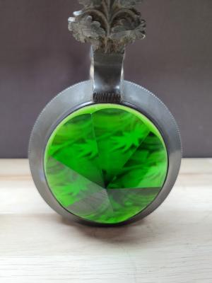 Edelweiss on glass stein w/ jeweled lid