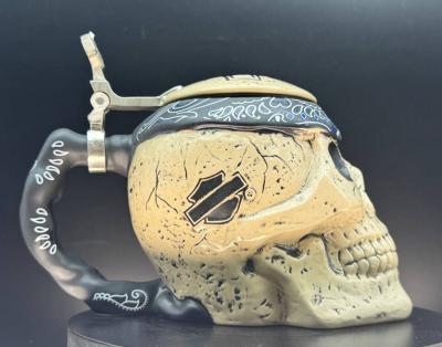 Beer Mug Harley-Davidson Bar & Shield Sculpted Ceramic Skull