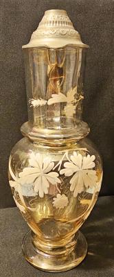 2 Liter Amber Hand Enameled Floral Pitcher