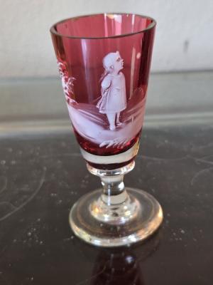 Red Mary Gregory Cordial Glasses
